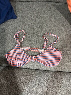Xhilaration Red White Blue Striped Bikini Top